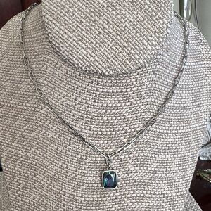 Bomb Party Elegant Silver Necklace with Iridescent Pendant